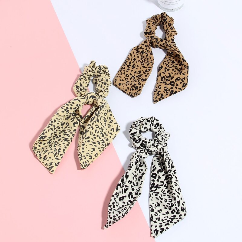 

3pcs Leopard Scarf Scrunchie, Multicolor