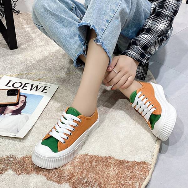 

Colorblock Canvas Shoes, Orange