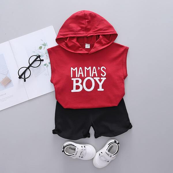

Toddler Boys Letter Graphic Hooded Top & Shorts, Multicolor