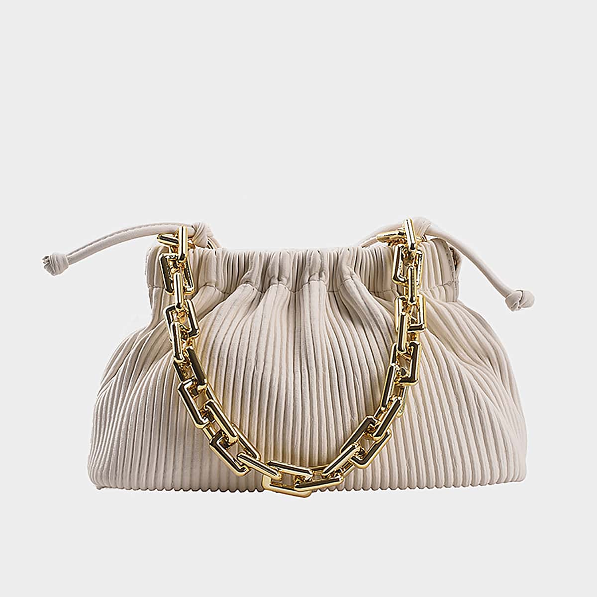 

Drawstring Chain Bag, White