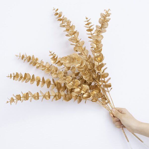 

1pc Artificial Eucalyptus Leaf, Gold