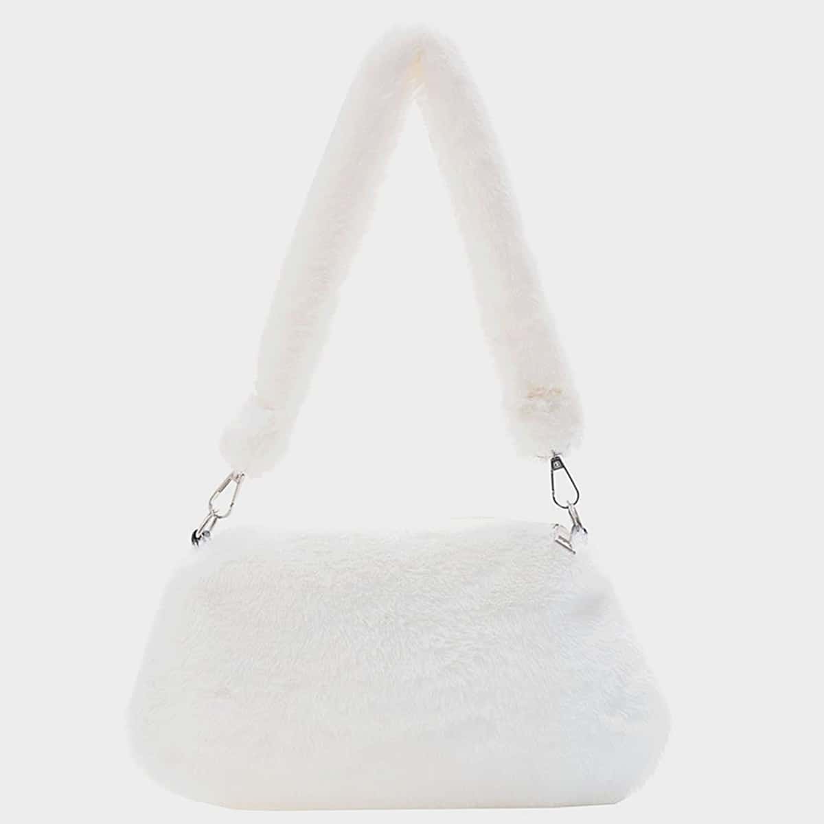 

Fluffy Shoulder Bag, White