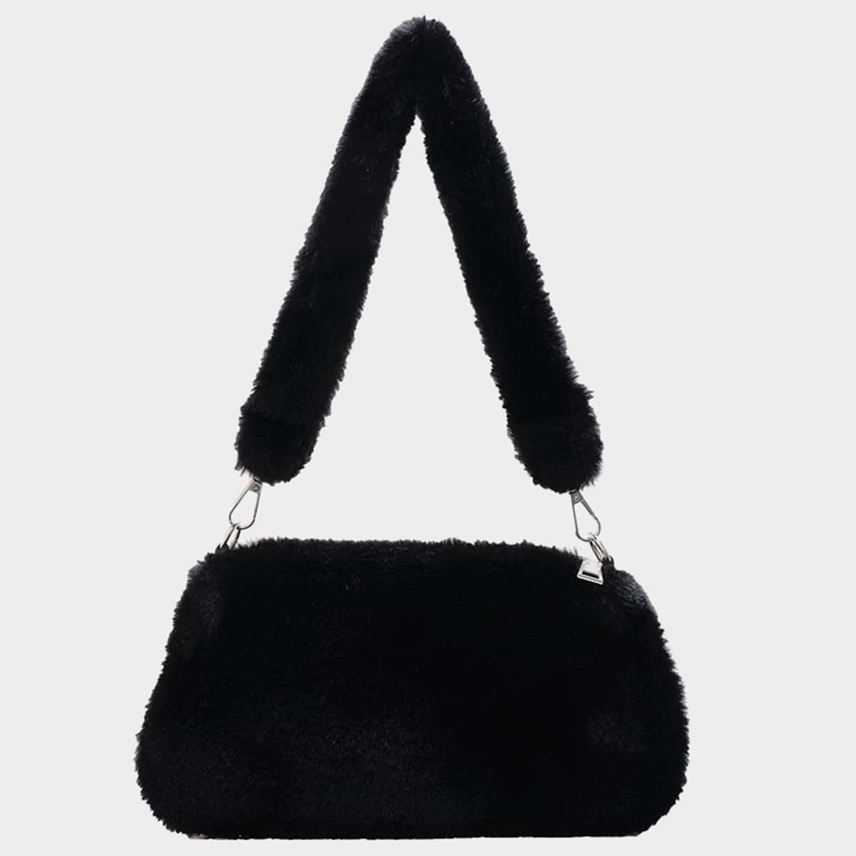 

Fluffy Shoulder Bag, Black