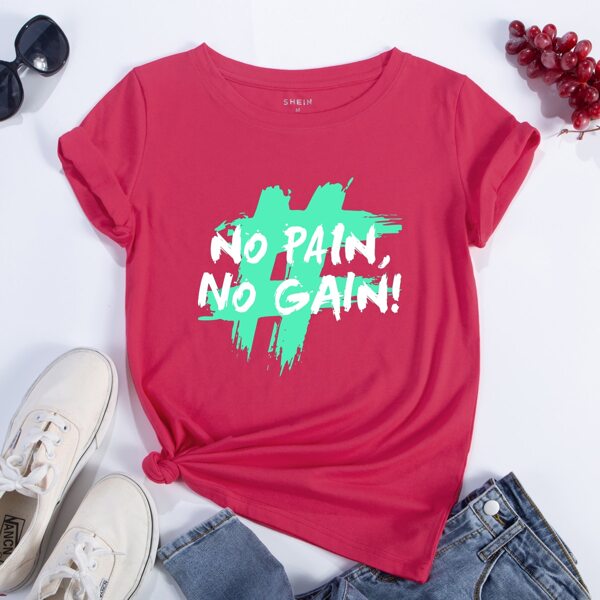 

Letter & Graphic Short Sleeve Tee, Hot pink