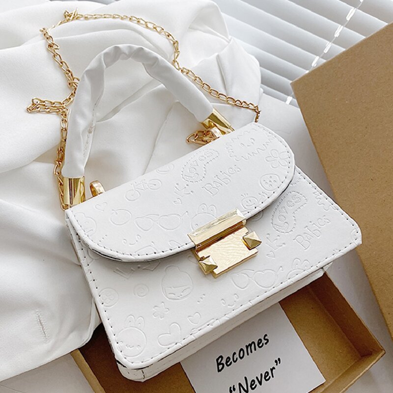 

Cartoon Embossed Satchel Bag, White