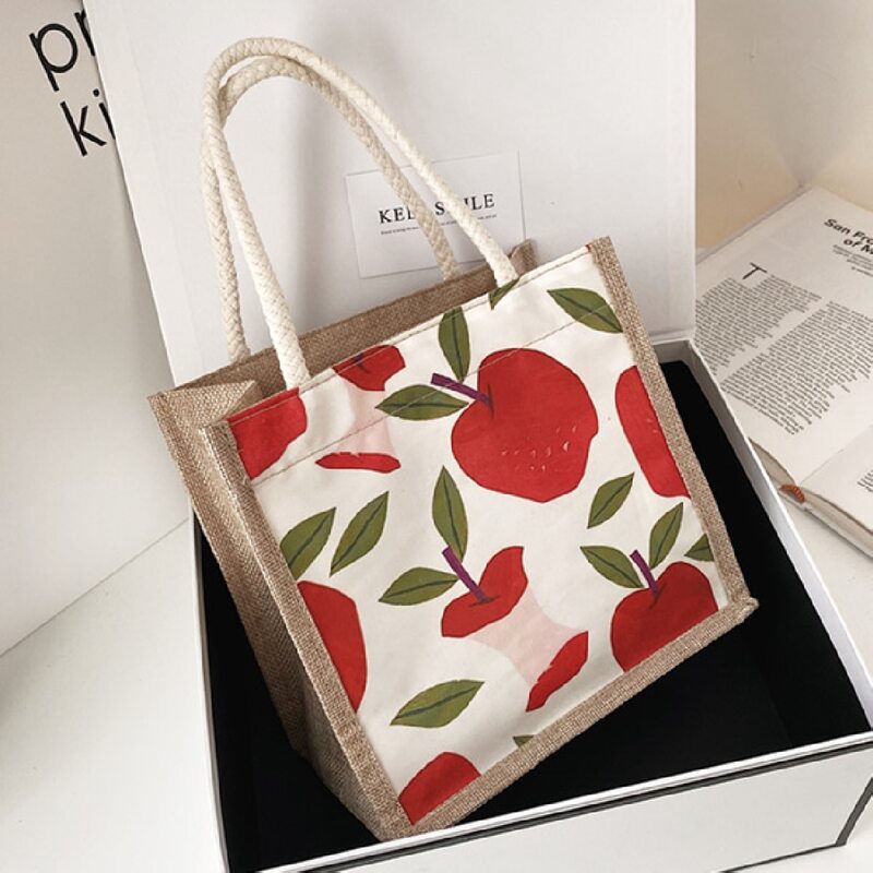 

Apple Print Satchel Bag, Multicolor