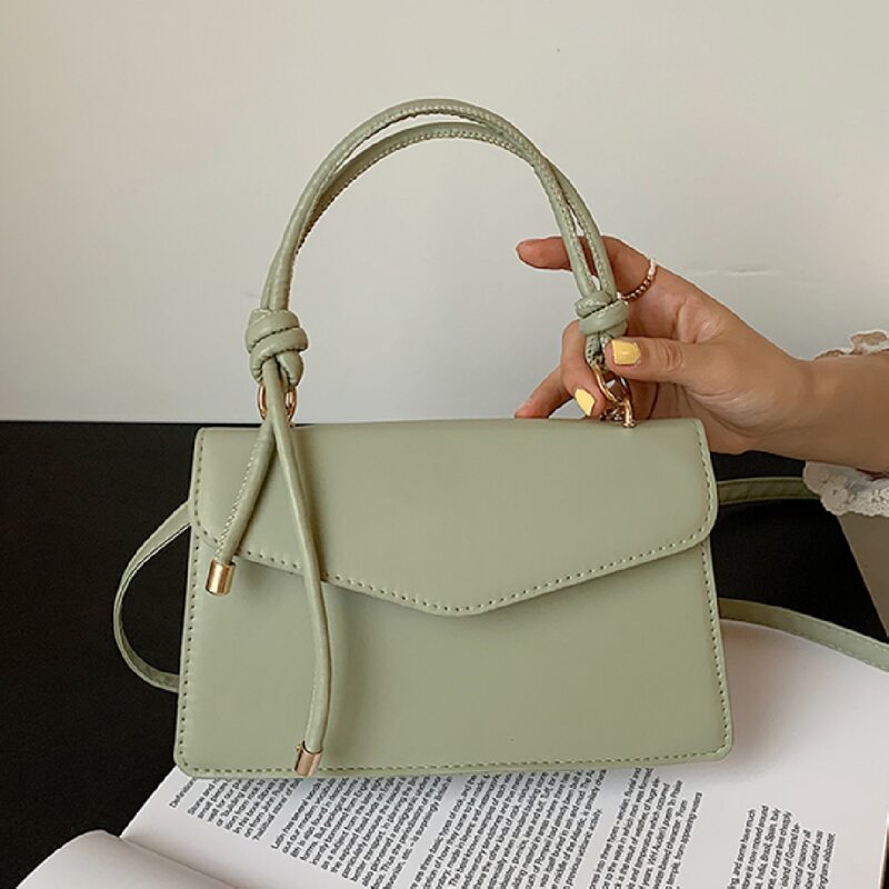 

Top Handle Flap Satchel Bag, Green