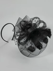 Vòng hoa trang trí bằng lưới - màu đen - Xem 2