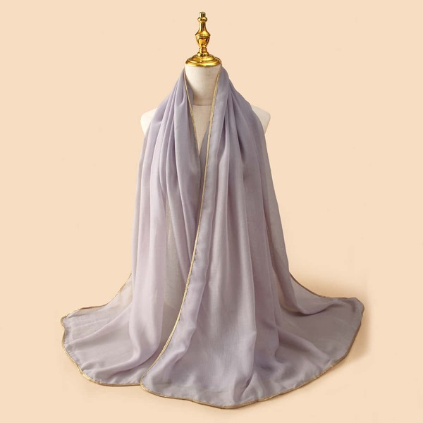 

Contrast Hem Scarf, Light grey