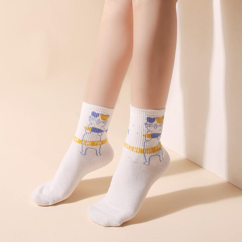 

Cartoon Graphic Crew Socks, Multicolor