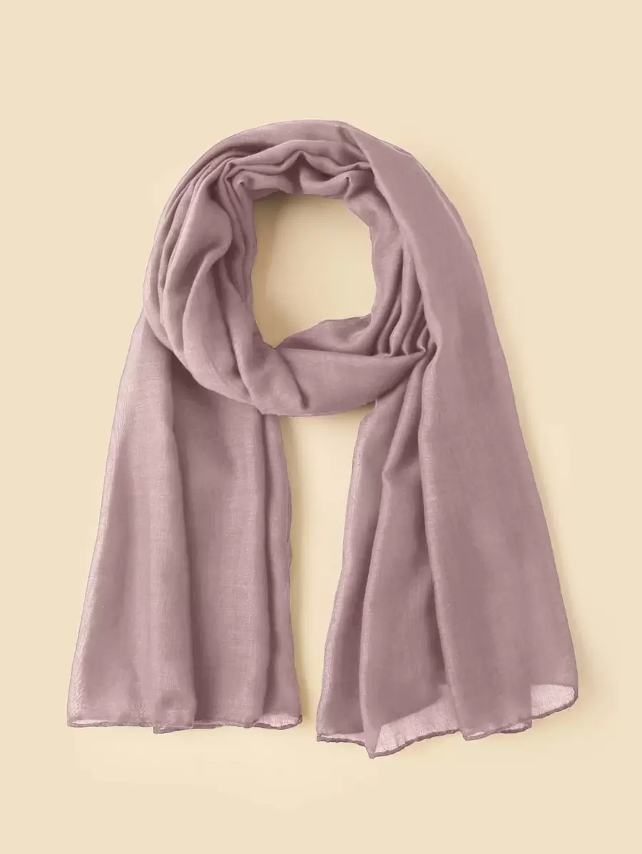 1pc Solid Color Arabic Headscarf, Suitable For Mosque Use, Shawl For Sun Protection - Dusty Pink - View 1
