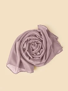 1pc Solid Color Arabic Headscarf, Suitable For Mosque Use, Shawl For Sun Protection - Dusty Pink - View 2