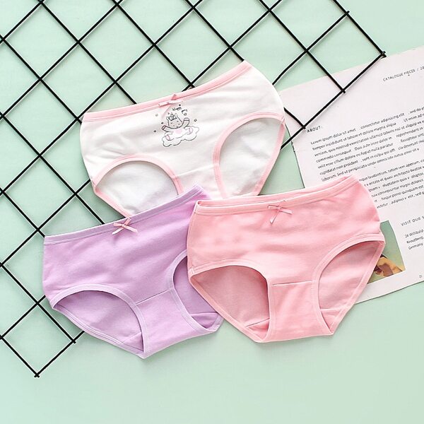 

Girls 3Pack Bow Front Briefs, Multicolor