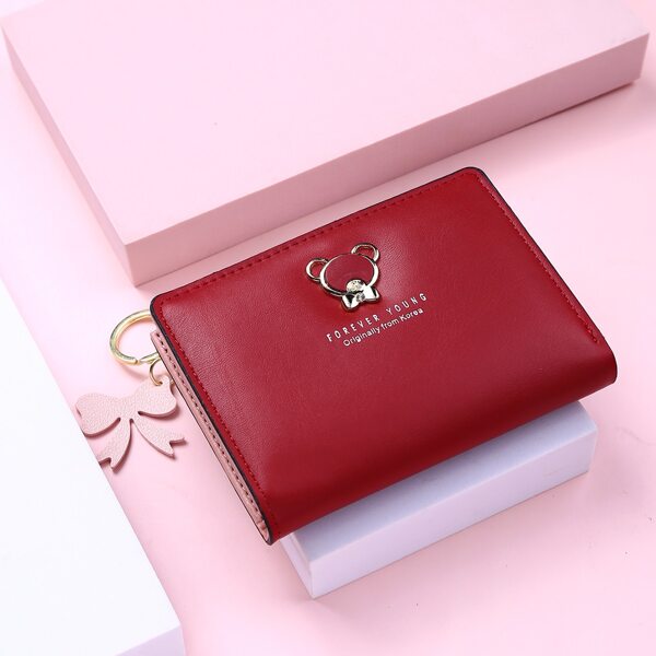 

Cartoon & Letter Graphic Small Wallet, Red