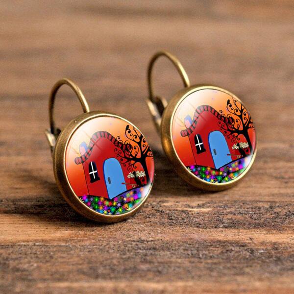 

Oil Painting Print Earrings, Multicolor