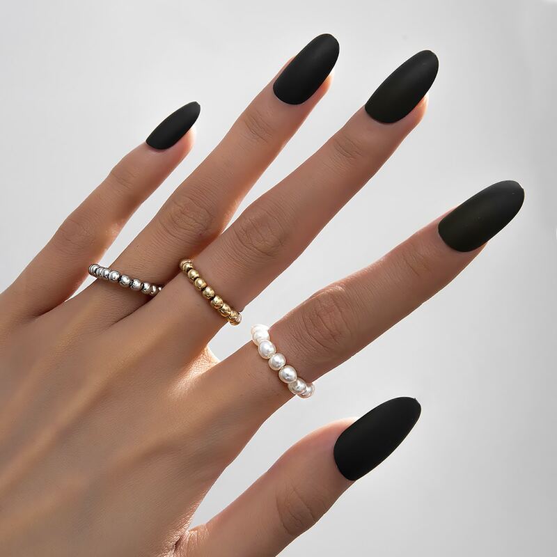 

3pcs Beaded Ring, Multicolor