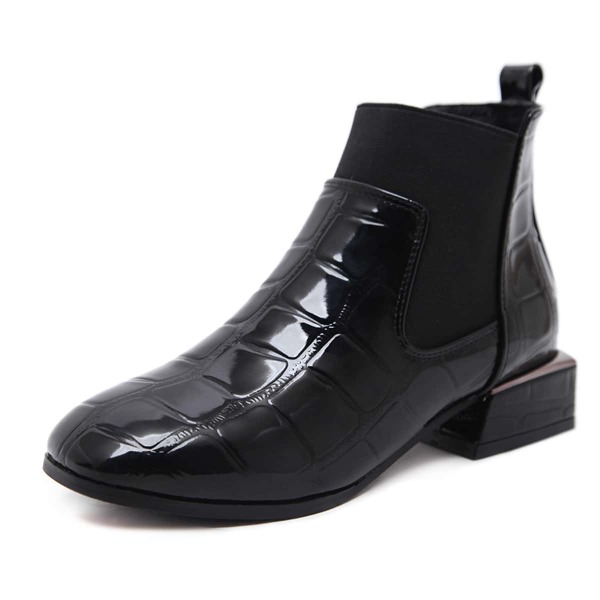 

Minimalist Croc Embossed Chunky Fashion Boots, Black