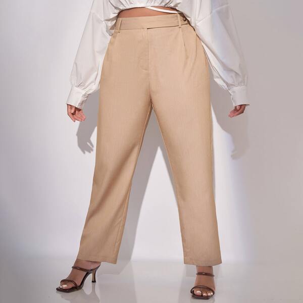 

Plus High Waist Carrot Pants, Khaki
