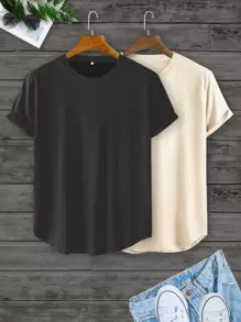 Manfinity Hypemode Áo thun cổ tròn trơn 2 gói cho nam - Nhiều màu - Xem 1