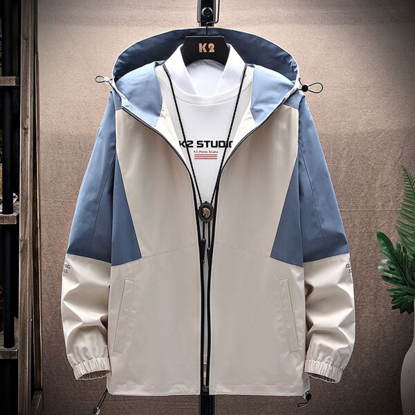 

Men Slogan Graphic Colorblock Zip Up Hooded Jacket, Multicolor