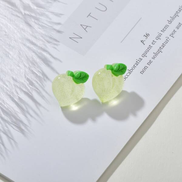 

Peach Decor Stud Earrings, Green
