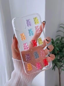 Gummy Bear Print Glitter Clear Case Compatible With iPhone - Multicolor - View 2