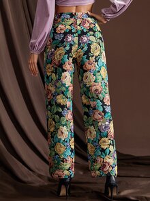 Pantalones jacquard con bolsillo oblicuo - Multicolor - Ver 2