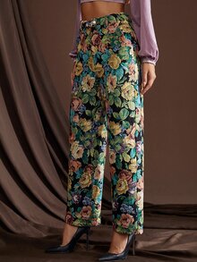 Pantalones jacquard con bolsillo oblicuo - Multicolor - Ver 3