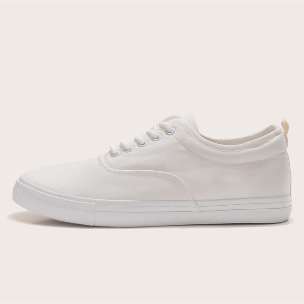 

Men Lace Up Front Canvas Shoes, White