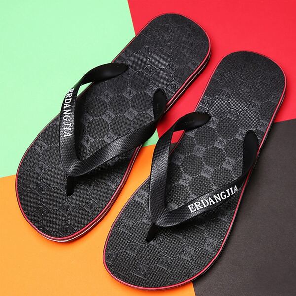 

Men Letter Graphic Flip-Flops, Black