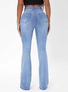 SHEIN SXY Jeans de talle alto desgarro de pierna amplia