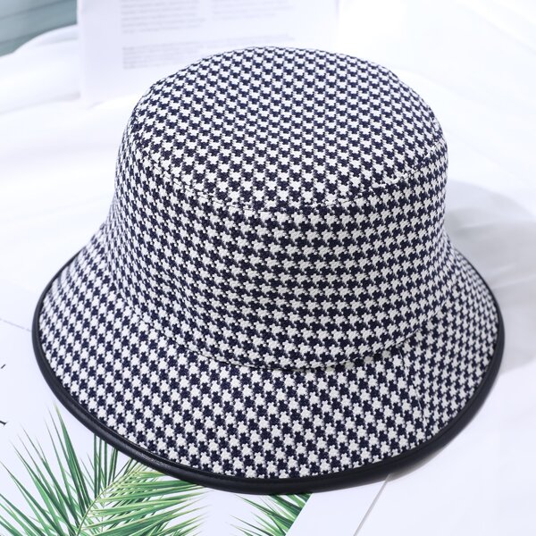 

Houndstooth Pattern Bucket Hat, Navy blue