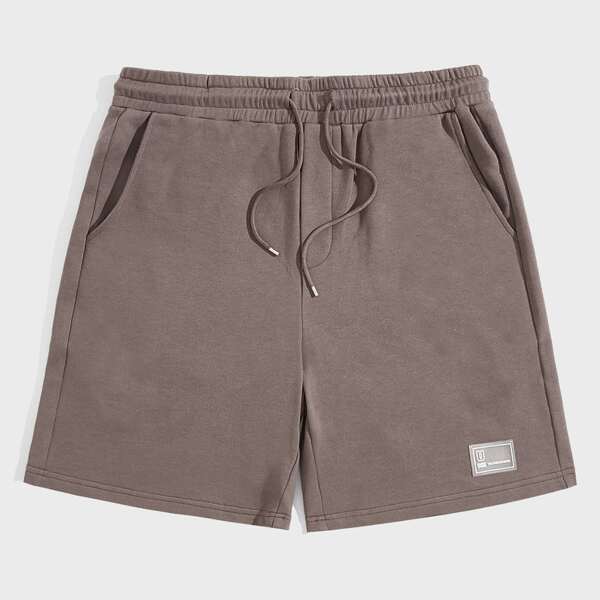

Men Patched Detail Drawstring Shorts, Redwood