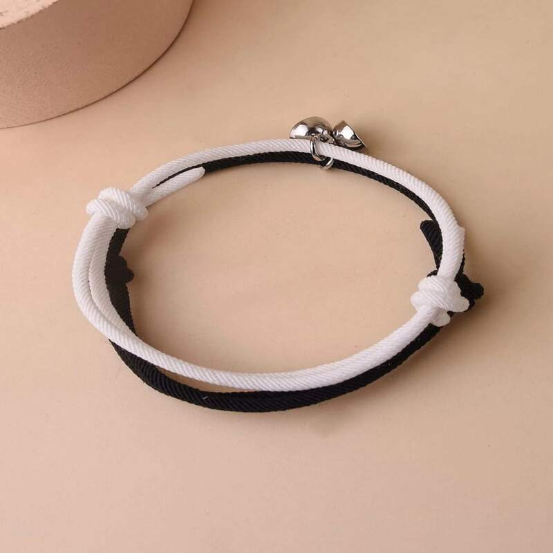 

2pcs Magnetic Rope Bracelet, Black and white