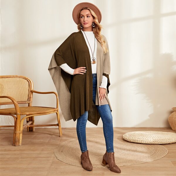 

Two Tone Batwing Sleeve Cardigan, Multicolor