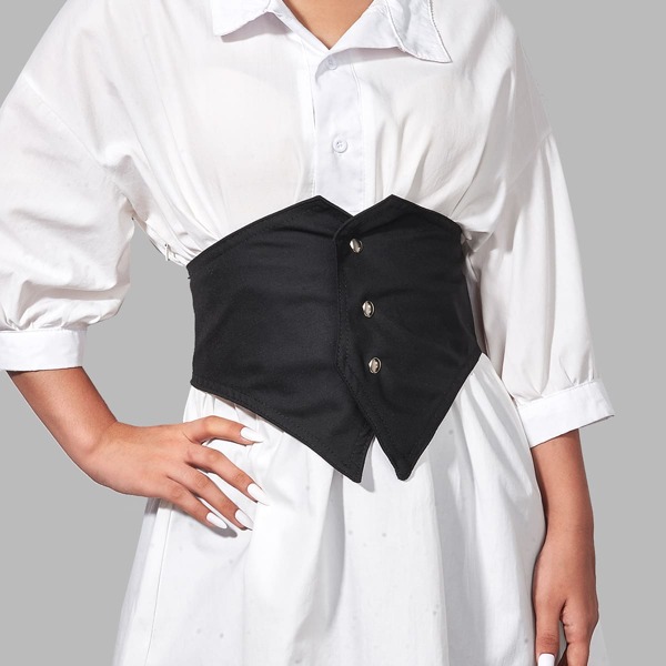 

Snap Button Corset Belt, Black