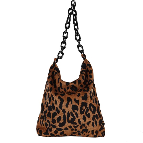 

Corduroy Leopard Pattern Shoulder Bag, Multicolor