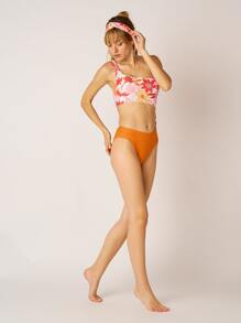 SHEIN 1 Pieza Traje de baño de una sola pieza con estampado floral y un solo hombro, para vacaciones de verano en la playa - Rojo - Ver 7