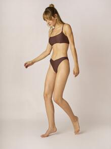 SHEIN Bikini simple para la playa de verano - Café integral - Ver 7