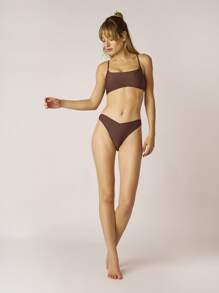 SHEIN Bikini simple para la playa de verano - Café integral - Ver 9