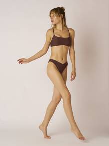 SHEIN Bikini simple para la playa de verano - Café integral - Ver 10