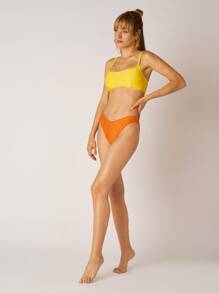 SHEIN 夏季海滩双色罗纹比基尼套装，泳衣 - 彩色 - 查看 10