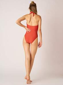 SHEIN 1 pieza bañador una pieza fruncido - Óxido marrón - Ver 2