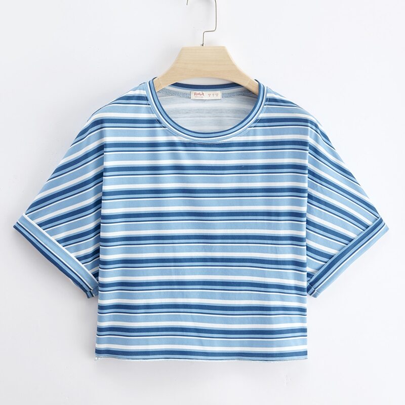 

Striped Crop Tee, Blue