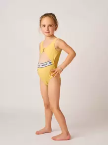 SHEIN Toddler Girls Cut-Out One Piece Swimsuit - Yellow - View 10