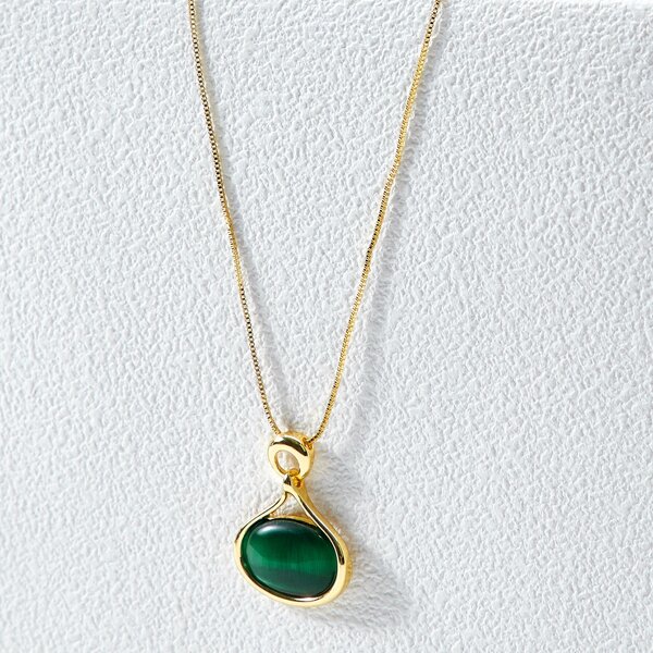 

14K GOLD PLATED NECKLACE, Green