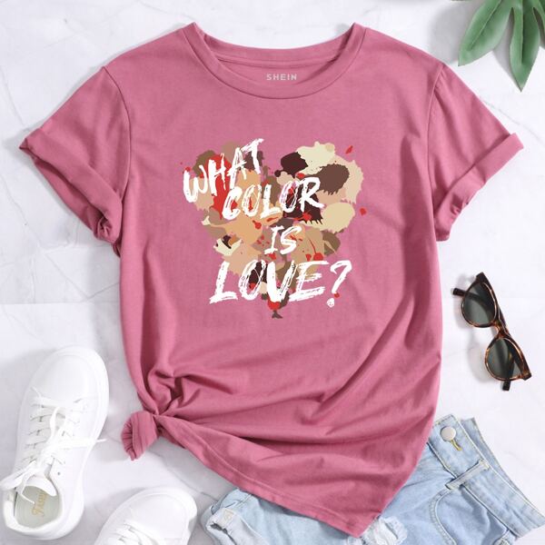 

Slogan Graphic Short Sleeve Tee, Dusty pink