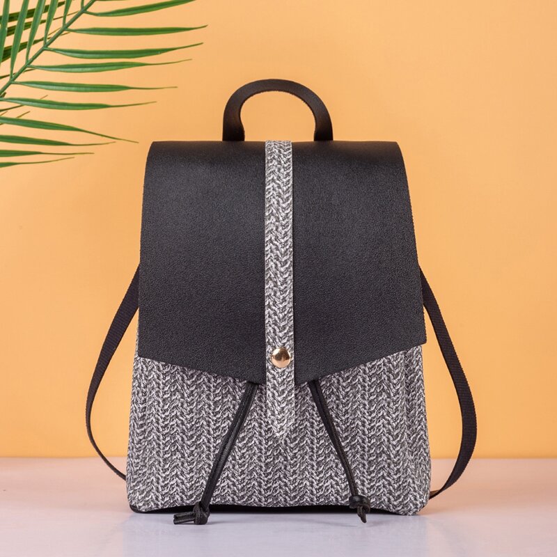 

Drawstring Flap Backpack, Black