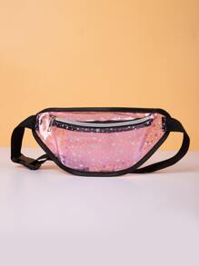 Clear Star Graphic Bum Bag - Pink - View 1
