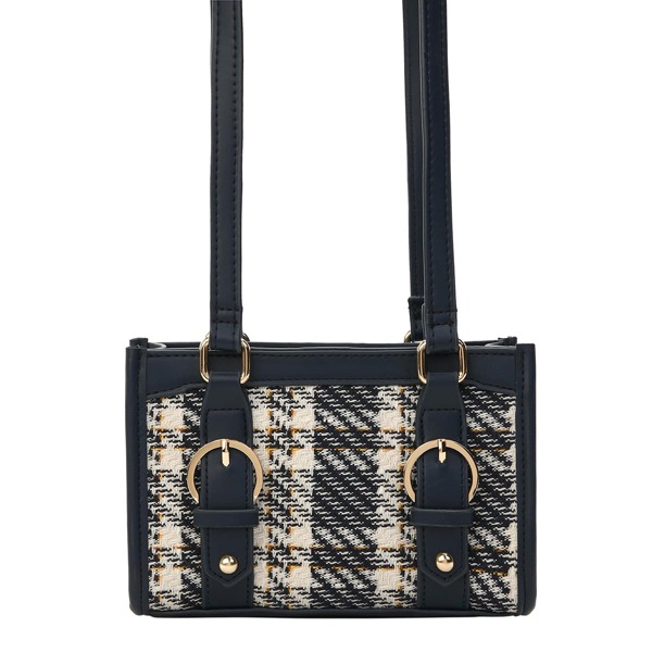 

Buckle Detail Plaid Pattern Square Bag, Blue